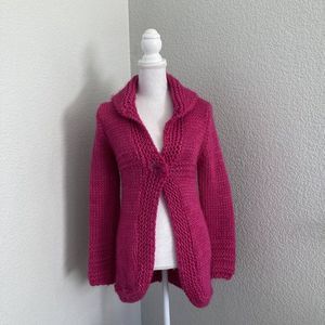 Berretti Womens Pink Chunky Knitted Wool Alpaca Cardigan Sweater Size Small